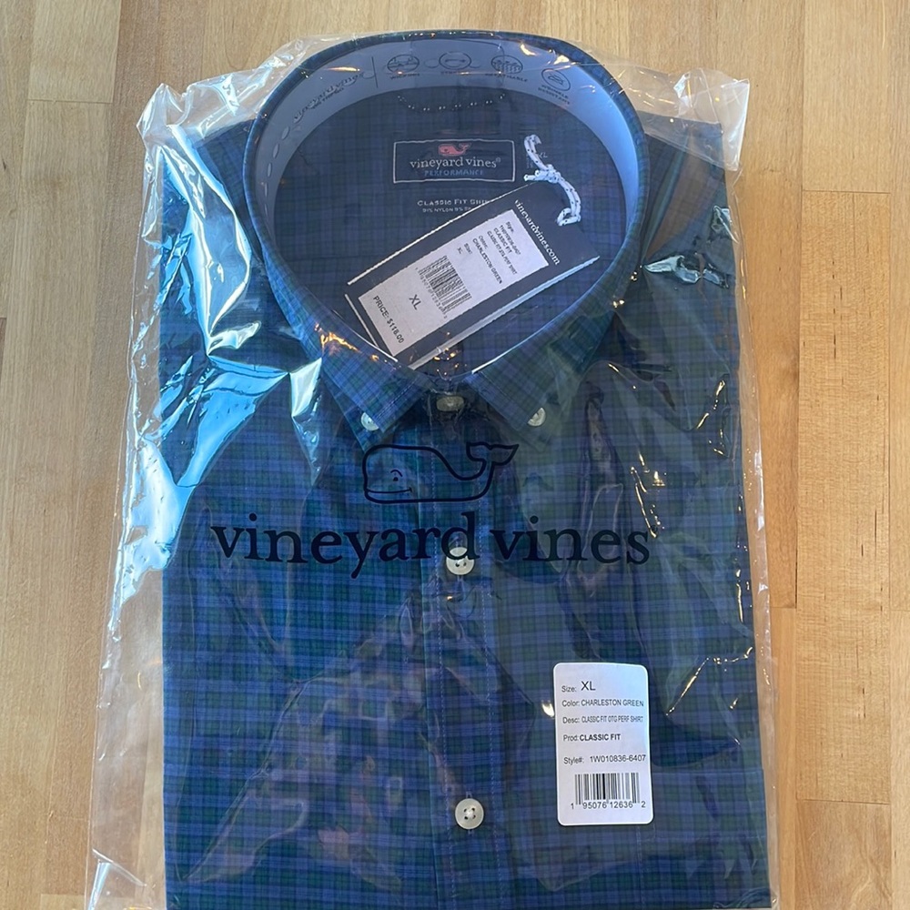 Vineyard Vines Classic Fit OTG PERF Shirt. Classic Fit. Charleston Green XL. NWT